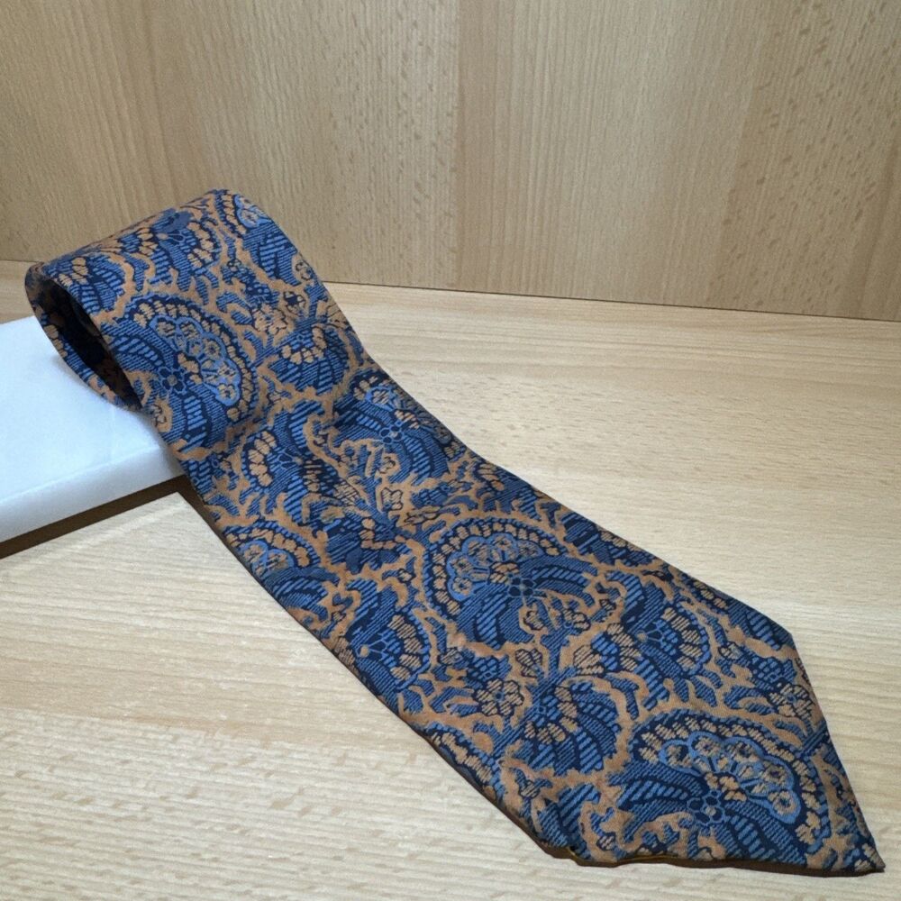 BRIAR Mens Tie Italy Silk Made In England Teal Orange Red Blue